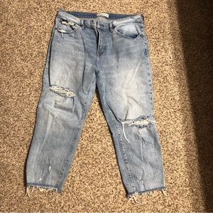 Abercrombie and Fitch Mid Rise Boyfriend Jeans, Distressed and Cropped